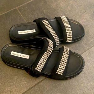 Chelsea and Violet rhinestone bedazzled women’s sandals